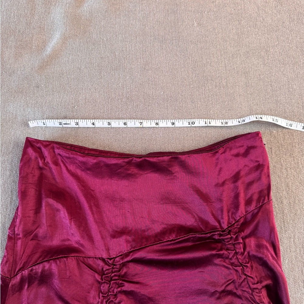 Vintage Burdundy Satin Midi Skirt - Picture 7 of 7